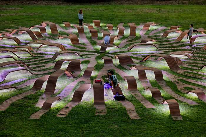 Южнокорейский архитектор создал комплекс скамеек, похожий на корневую систему Интересное
