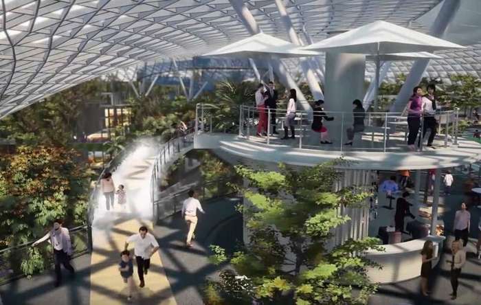 Тропический лес и 40-метровый водопад: открытие нового комплекса аэропорта Чанги интересное